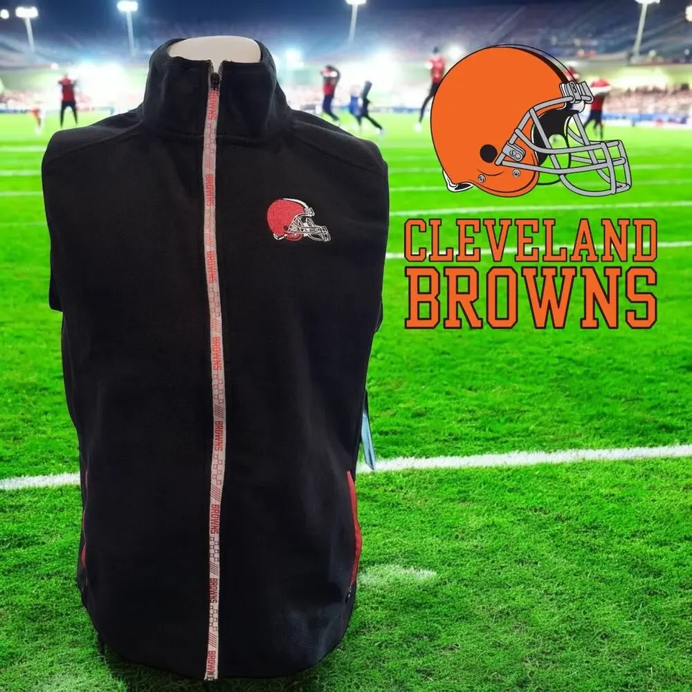 NEW Cleveland Browns‎ Full-Zip Fleece Vest Black NFL Collection NWT Men Large